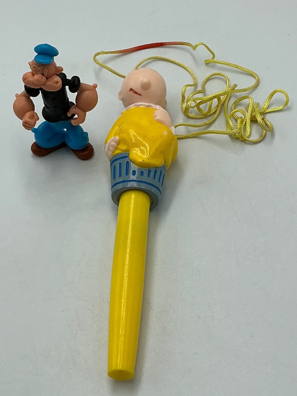 Vintage Popeye Theme Lot Sweet Pea Pen Yellow Topper & Popeye Pin